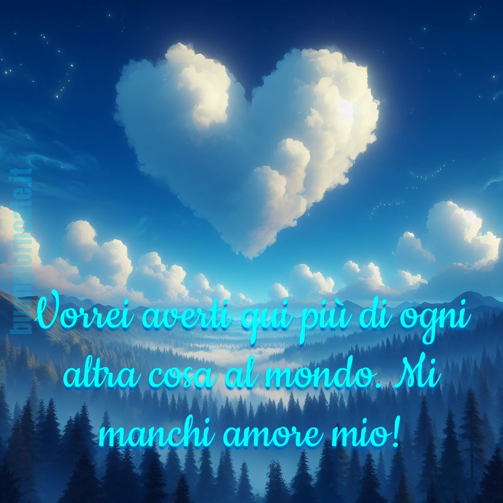 Vorrei averti qui più di ogni altra cosa al mondo. Mi manchi amore mio!