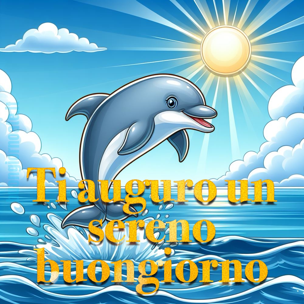 Il delfino augura un felice e sorridente buon giorno